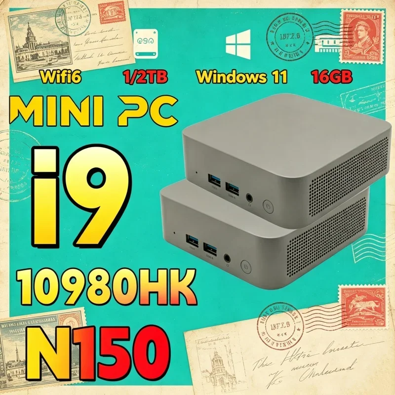 Intel Core N150/I9‑10980HK Ultra Compact Mini PC 16GB RAM 2TB SSD Triple 4K Monitor Home Office Small Pro Quick Startup