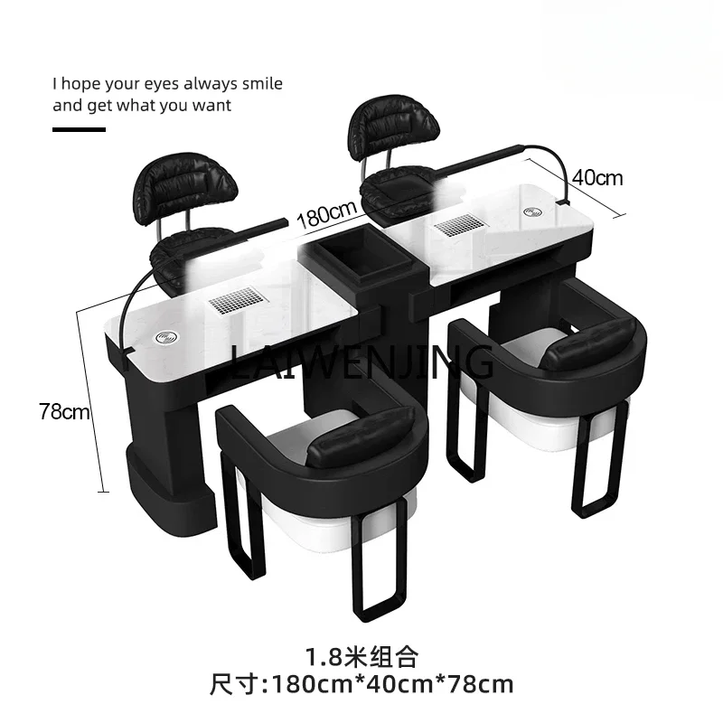 

MJY panda color marble high power with vacuum cleaner ornament nail salon table high-end combination