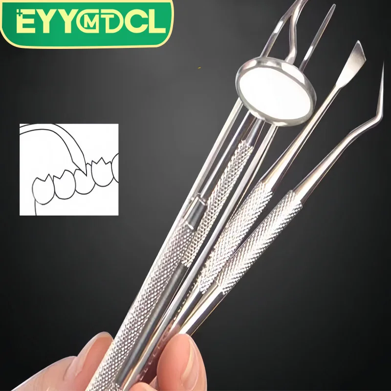 EYYStainless Steel Dentist Mouth Mirror Multifunction Dental Sickle Tartar Scaler Teeth Pick Spatula Set Whitening Oral Care Kit