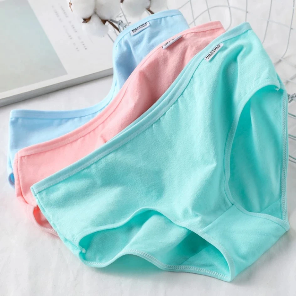 7Pcs/Set Candy Color Underwear Womens Comfortable High-quality Cotton Panties Mid-waist Breathable Underpanties Plus Size Briefs