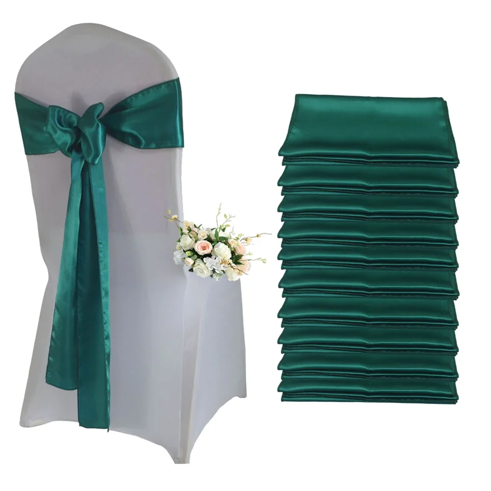 24pcs Satin Bow Sashes Wedding Chair Decoration 17x275cm Ribbon Butterfly Tie Band For Christmas Birthday Party Sashes