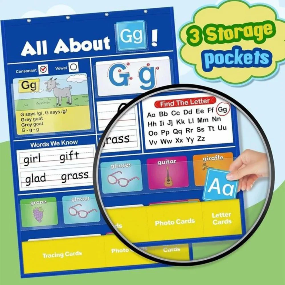 

Pocket Design Alphabet Learning Pocket Chart Interactive Homeschool Letter Handwriting Practice Tool Preschool Classroom