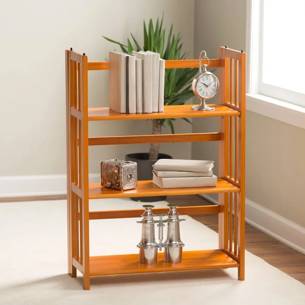 

Book Shelves 3 Tier Folding Bookcase Natural Bookshelf Free Shipping Shelf Storage Bookcase for Books Living Room Furniture Home