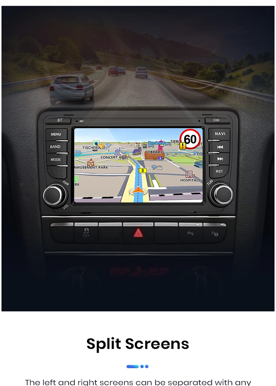 Junsun 7 Zoll Autoradio für Audi A3 8P S3 RS3 2003-2012 CarPlay Android Auto FM RDS DSP BT GPS Navi SWC HD IPS Touchscreen Plug & Play Multimedia-Player Freisprecheinrichtung Original-Autostil-Haupteinheit – Detail 29