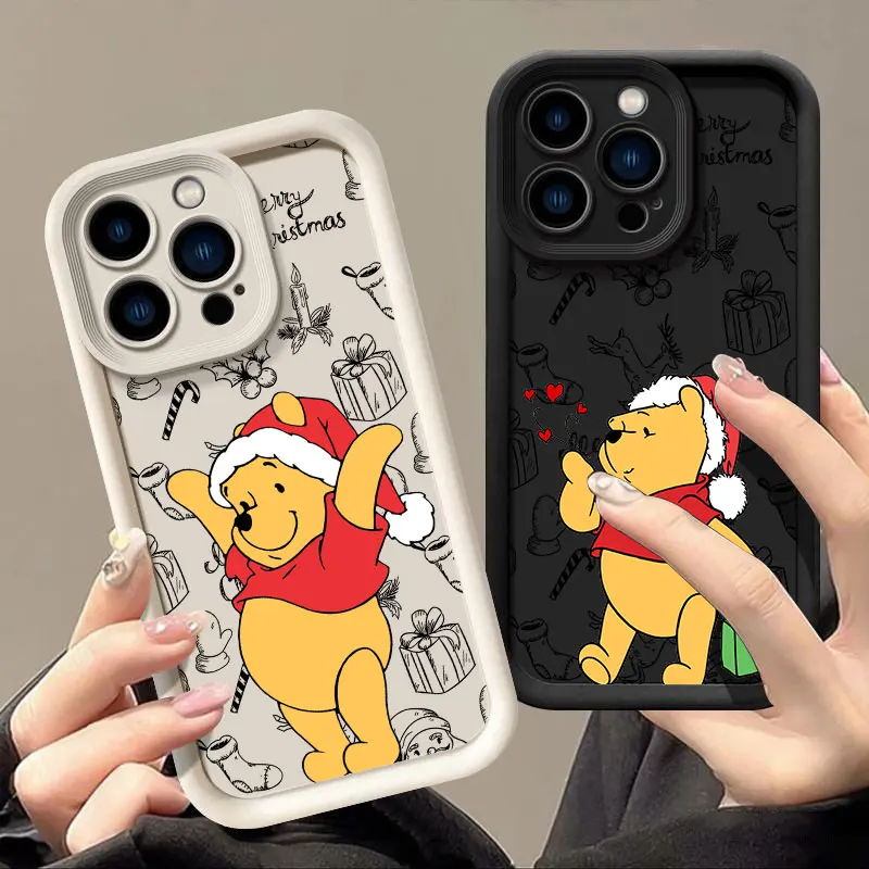 Disneies Christmas Cute Winnie Phone Case For Oppo Reno12 Reno11 Reno10 Reno8 7 Reno6 Z T F Pro Plus 4G 5G Soft TPU Back Cover