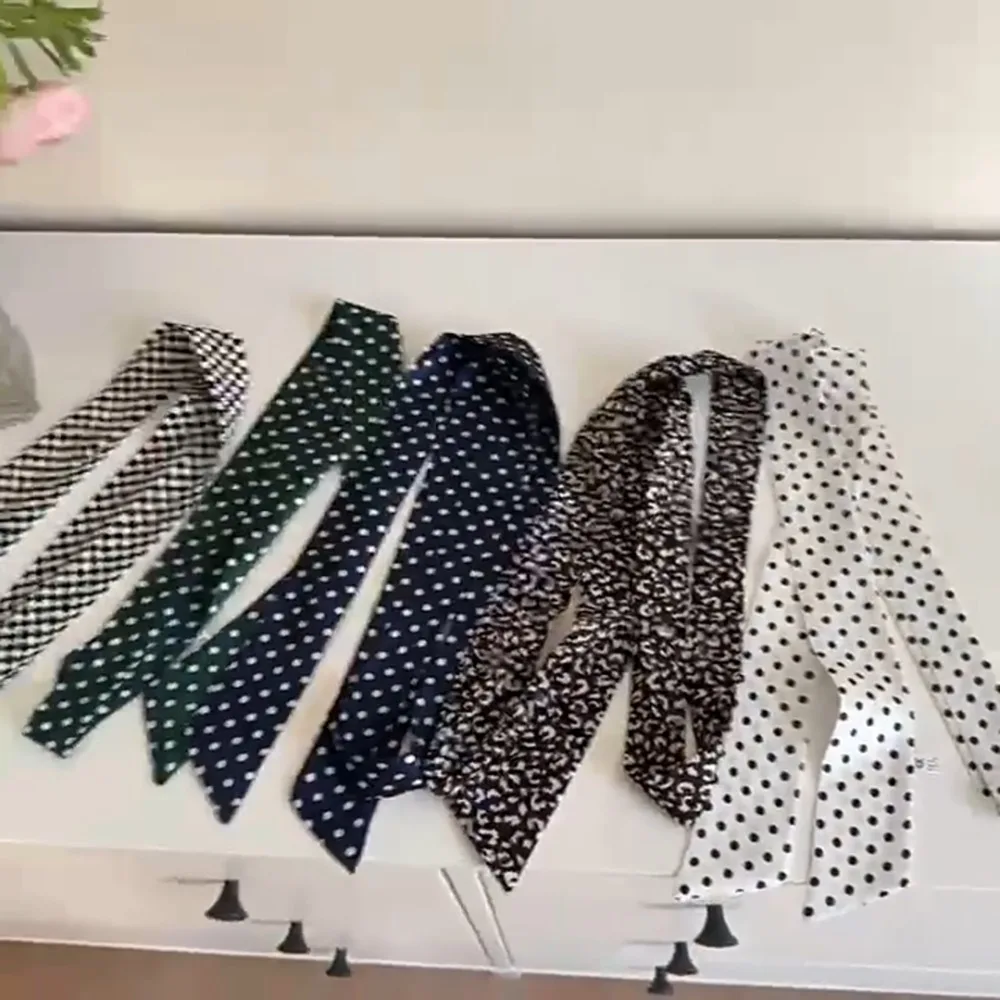 Luxury French Style Polka Dot Scarf Sweet Elegant Silk Scarf Hairband Bag Decoration Ribbon Hair Scarf Party