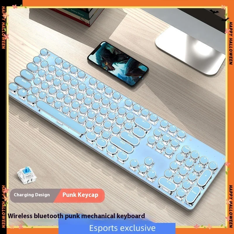 

EWEADN 912 Wireless Bluetooth Mechanical Keyboard Computer Laptop Appearance Level Home Office Punk Games Internet Cafe Esports