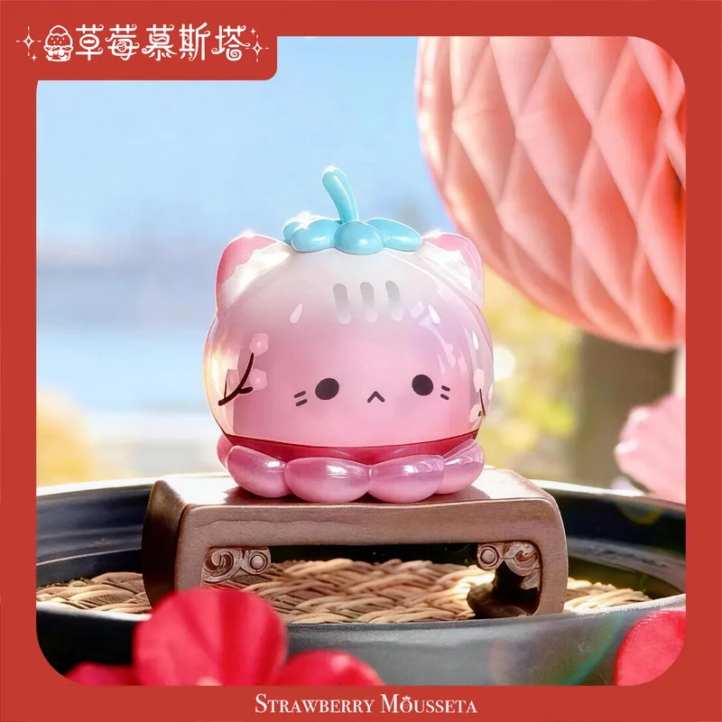 For Anime Toy Collectors Strawberry Mousseta Octopus Meow Prosperity Series Collectible Figure Cute Cat Hang Card New Year Decor view 3