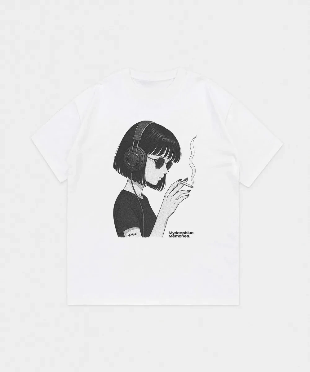

Street Trend MY DEEP BLUE MEMORIES Pattern Printing Summer Luxury Brand Cotton Men's and Women's T-Shirts Short Sleeves