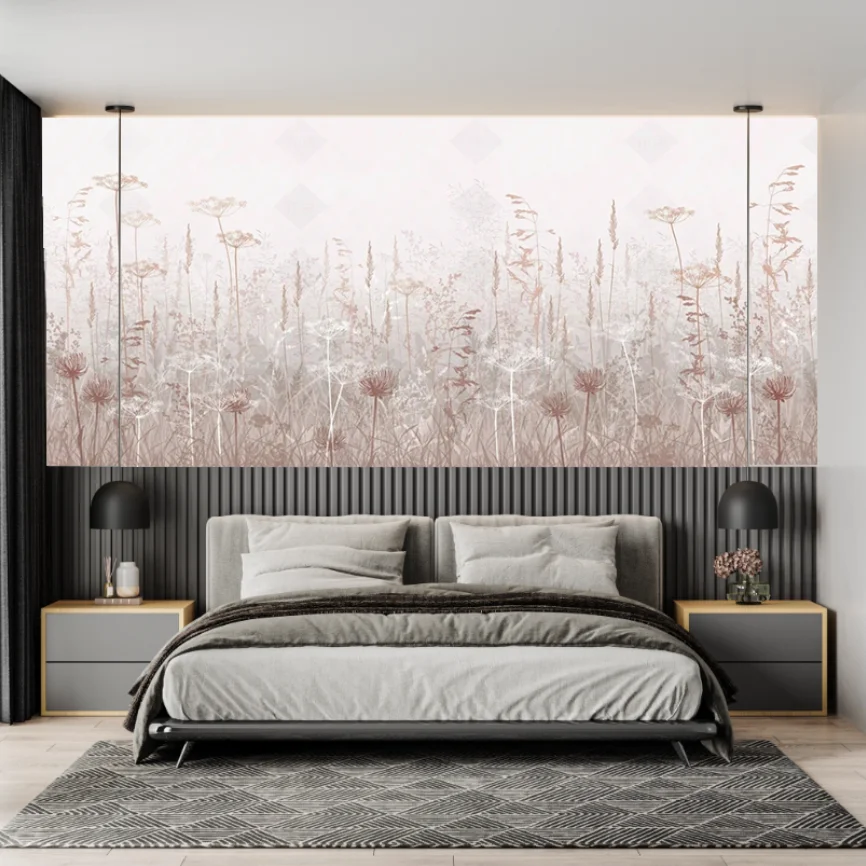 Customized murals countryside flowers pink beige wallpaper home decoration living room, bedroom, princess room decoration mural