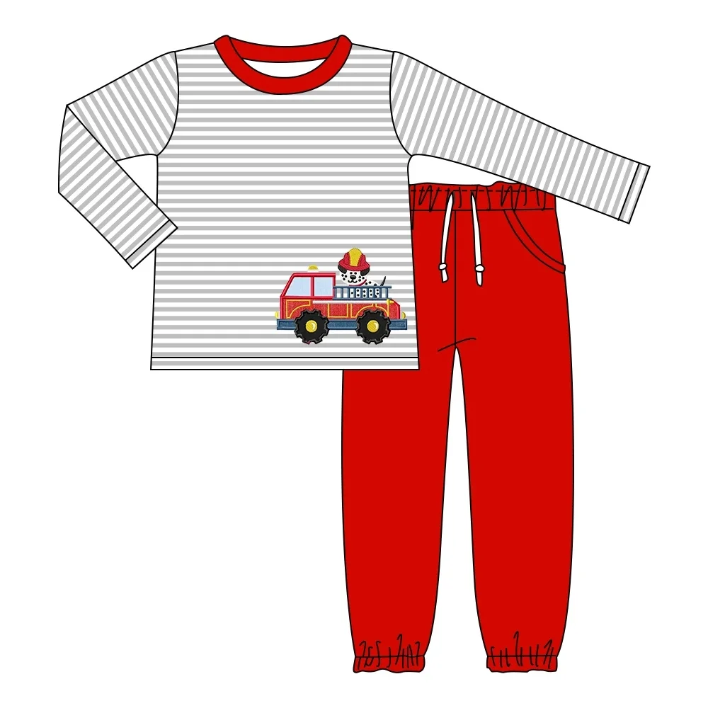 Fire truck Series Long Sleeve Long Pants Set Newborn Rompers Baby Boy Clothes Toddler Girl Clothes Boutique Kids Clothes