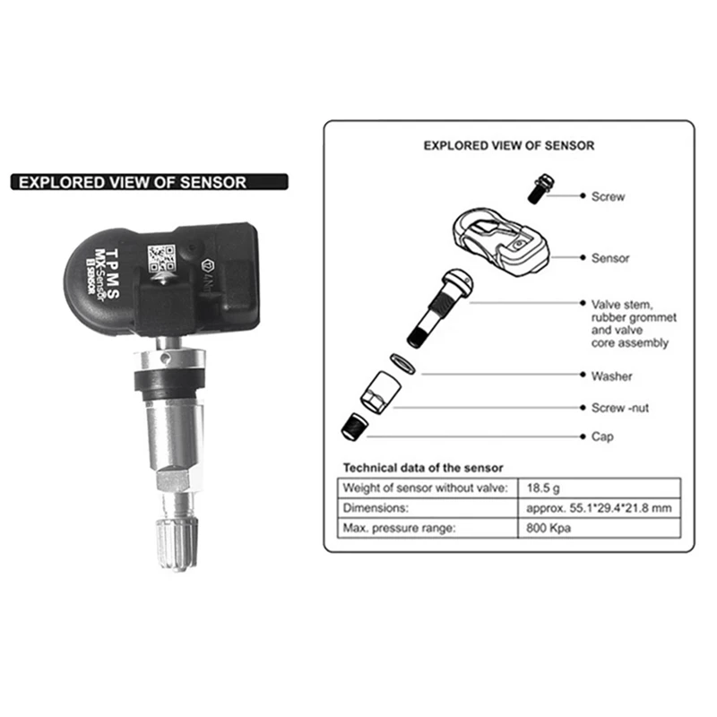 6Pcs Programmable TPMS Sensor 315 433Mhz Universal 2 In 1 Tire Pressure Sensor System Unlimited Edit Compatible-AUTEL MX