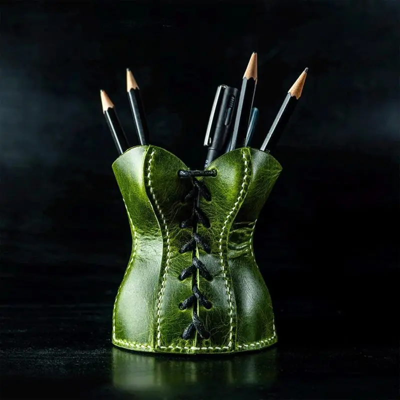 Elegant Corset-Style Pen Holders Sexy Leather Corset Pencil Holders Funny Stationery Organizer Desk Storage Box School Supplies