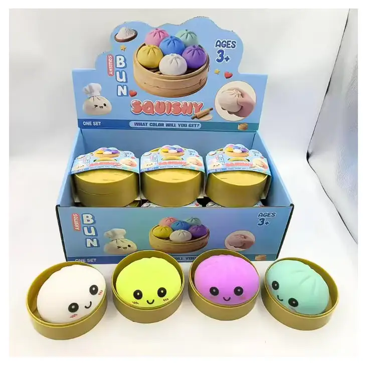 Hot Glitter Dumpling Squishy Maltose Series with Box Dumplings Sensory Squeeze Toy for Stress Relief Random Color