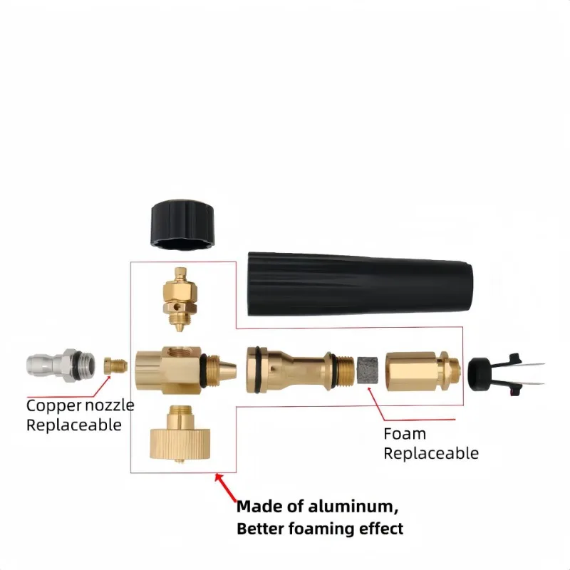 مسدس غسيل سيارات عالي الضغط على الطراز الساخن لعام 2025 مع مدفع فوم وفوهات-مسدس قصير من سبيكة متعددة الوظائف لتنظيف فعال