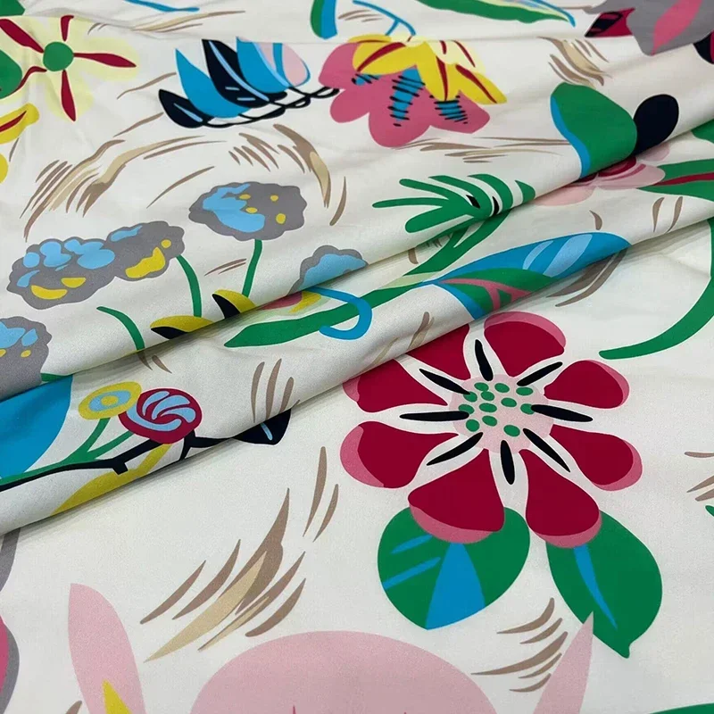 Pure Cotton Printed Fabric Fashion Runway Dress Diy Cloth for Apparel Sewing Fabric Crepe De Chine Per Meters Material