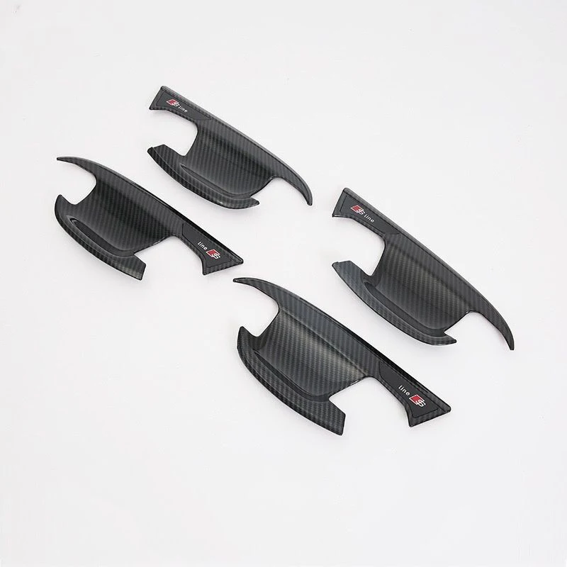 

4pcs Carbon Fiber Pattern For Audi A6L 2019 Car Outer Door Handle Bowl Protective Shell Cover Trim Stickers Accessories