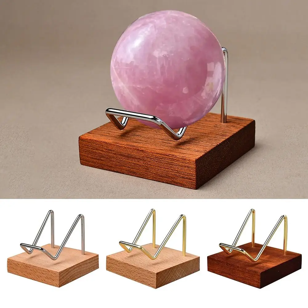 Wooden Crystal Ball Base Metal Arm Craft Crystal Ball Holder Agate Stones Photography Props Sphere Display Stand Home Decoration
