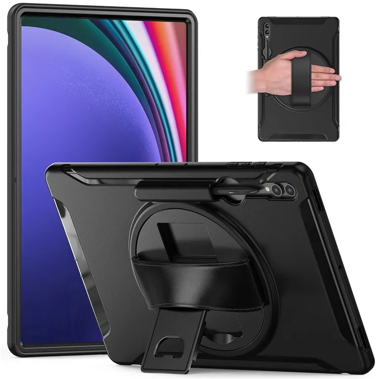 

For Samsung Galaxy Tab S8 Ultra X900 / X906 / S9 Ultra 360-Degree Rotary Kickstand PC + TPU Tablet Case with Hand Strap