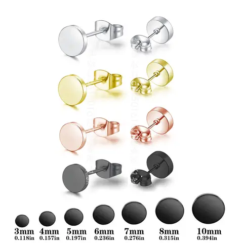 남성 여성을위한 새로운 티타늄 스틸 스터드 귀걸이 스테인레스 스틸 라운드 블랙 펑크 귀 스터드 최고의 선물 쥬얼리 액세서리