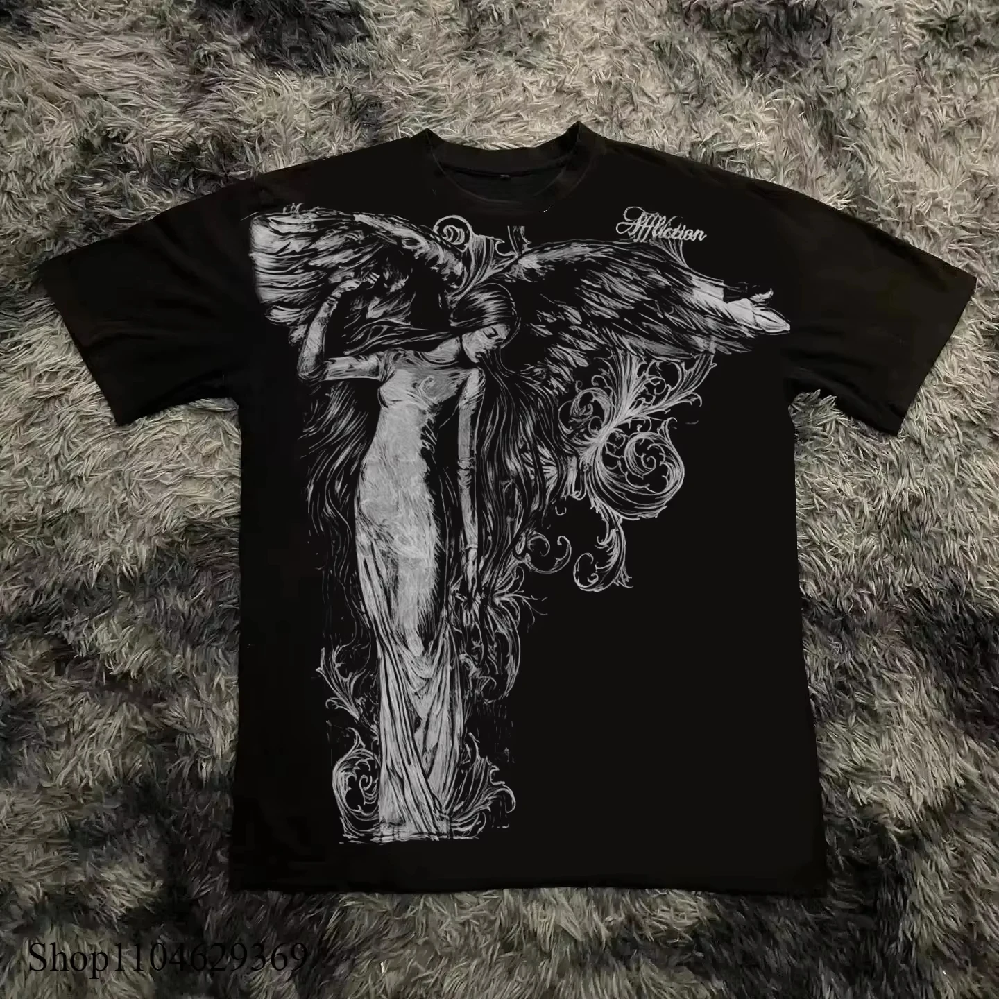 Klassisches T-Shirt im Y2K-Gothic-Stil, bedrucktes Oversize-T-Shirt, High-Street-Shirts, Gothic-Tops mit Rundhalsausschnitt aus Baumwolle, neues T-Shirt für Damen und Herren – Detail 3