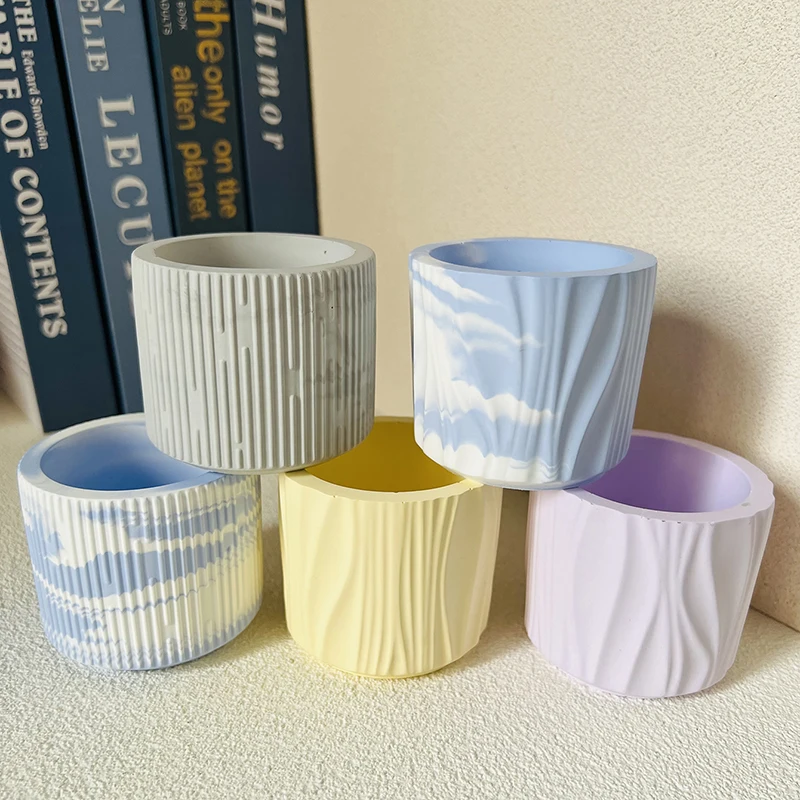 Cestino tessuto vaso di fiori stampo fai da te cemento candela tazza vaso stampo in Silicone onda vaso portapenne ciotola in gesso stampo in argilla