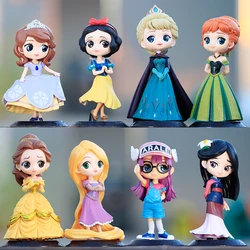 14-16cm Princess Q Posket Snow White Mermaid Cinderella Belle Mulan Jasmine Tinkerbell Aurora PVC Action FigureToy Kids Gifts