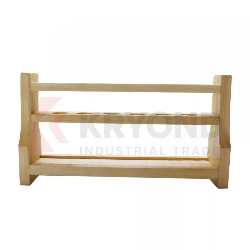 Wooden Test Tube Rack 6 Holes 22mm Diameter Solid Wood Tube Holder Box with Pins