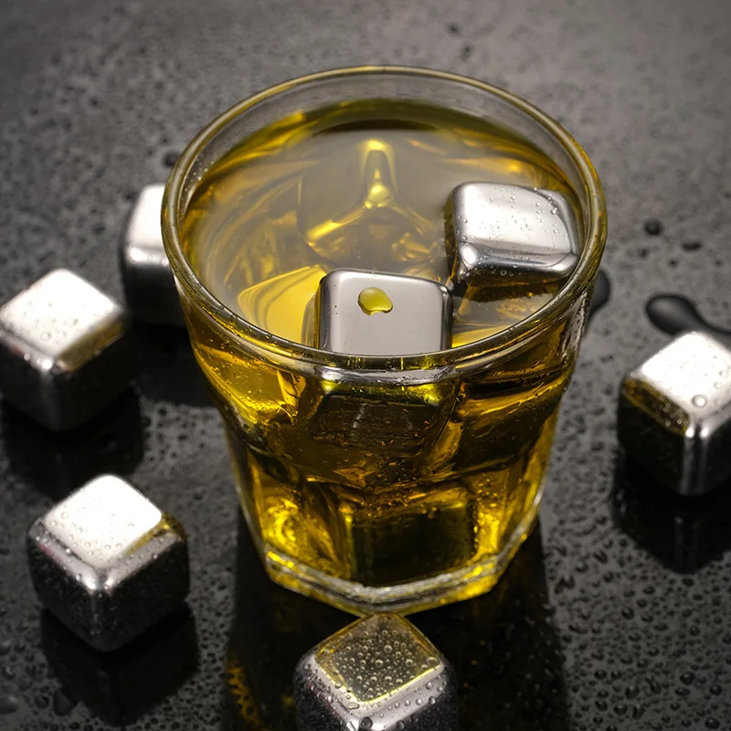 304 Stainless Steel Ice Cubes Set Reusable Chilling Stones for Whiskey Wine Wine Cooling Cube Chilling Rock Party Bar Tool