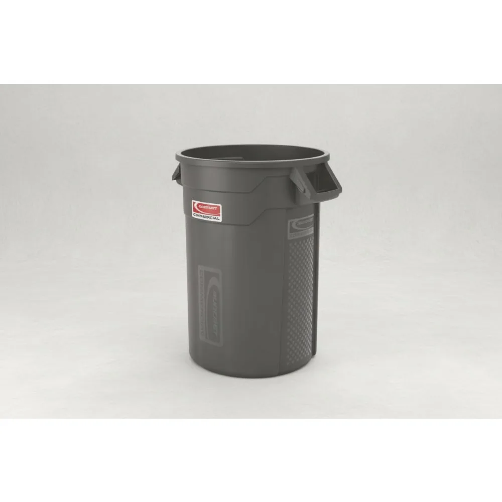 

32 Gallon Commercial Trash Can with Vented Channels, Ergonomic Handles for Easy Waste Disposal in Industrial Settings