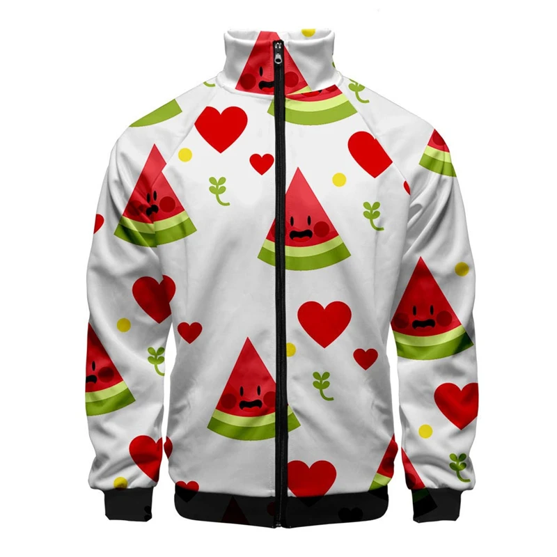 

Funny Fruit 3D Printed Zipper Jacket Long Sleeve Men Women Jackets Stand Collar Fashion Clothes Male Casual Hoodies Male Coats