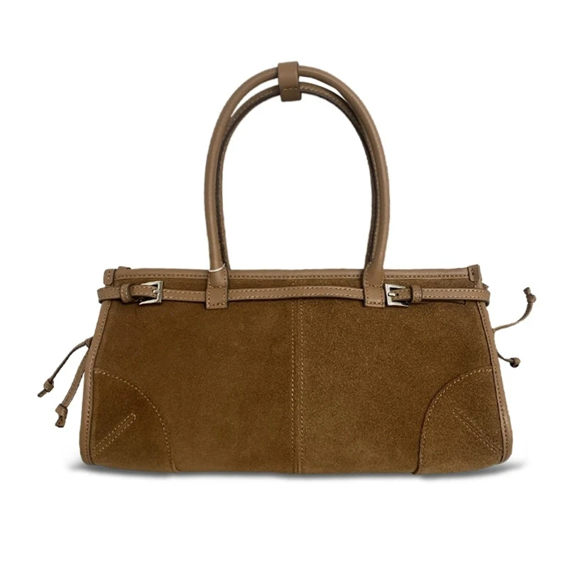 Suede Cow Leather Handbag Women 2026 New Ladies Genuine Leather Tote Bag Young Girls Shoulder or Crossbody Bags