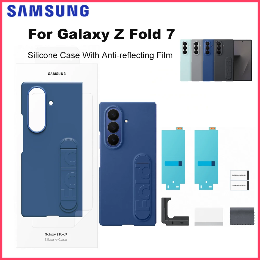 

Original for Samsung Galaxy Z Fold7 Silicone Phone Case with Stand Includes Anti-reflecting Film EF-MF966