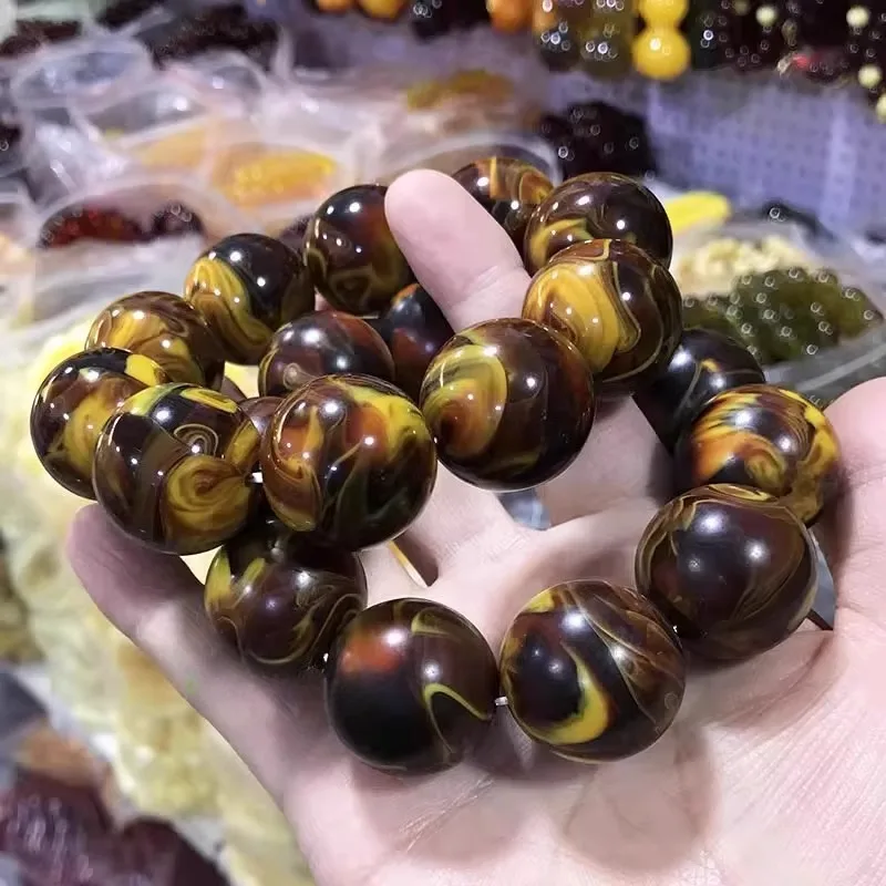 سوار شمع العسل الجديد، سوار خرز دائري، مجوهرات شمع العسل الكهرماني الكلاسيكية متعددة الاستخدامات للرجال والنساء #6