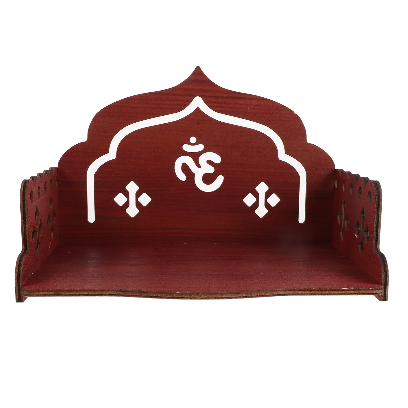 Wooden Temple Pooja Wall Mounted Altar Shelf 8.7x6x6 Inch Small Buddhist Shrine for Prayer Corner Home Office Meditation