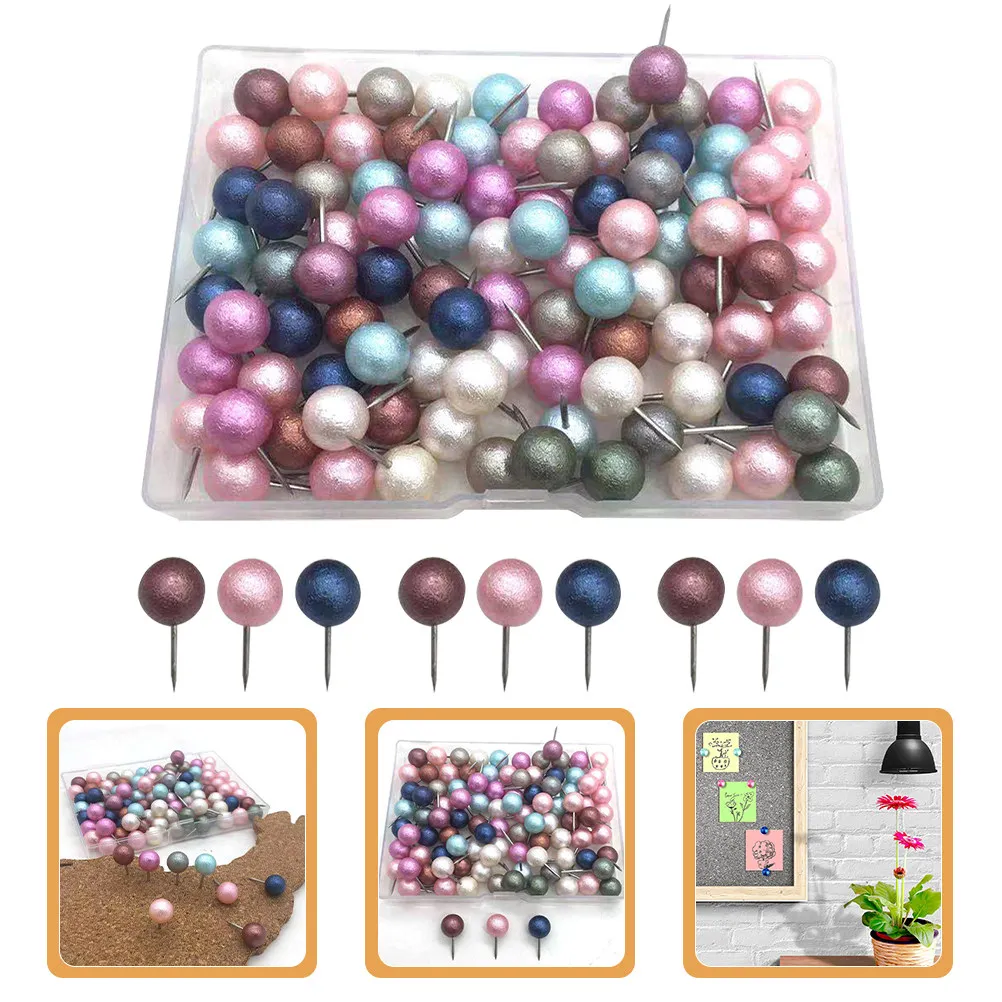 100Pcs Premium Ball-Head Pushpins Easy-Use Map Thumbtacks for Favorite Cities Visited Places to Visit Cork Board Art Projects