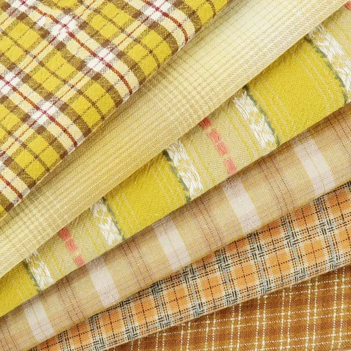 40*48cm DIY Japan Little Cloth group Yarn-dyed fabric,for sewing Handmade Patchwork Quilting , stripe dot Random Yellow  plaid