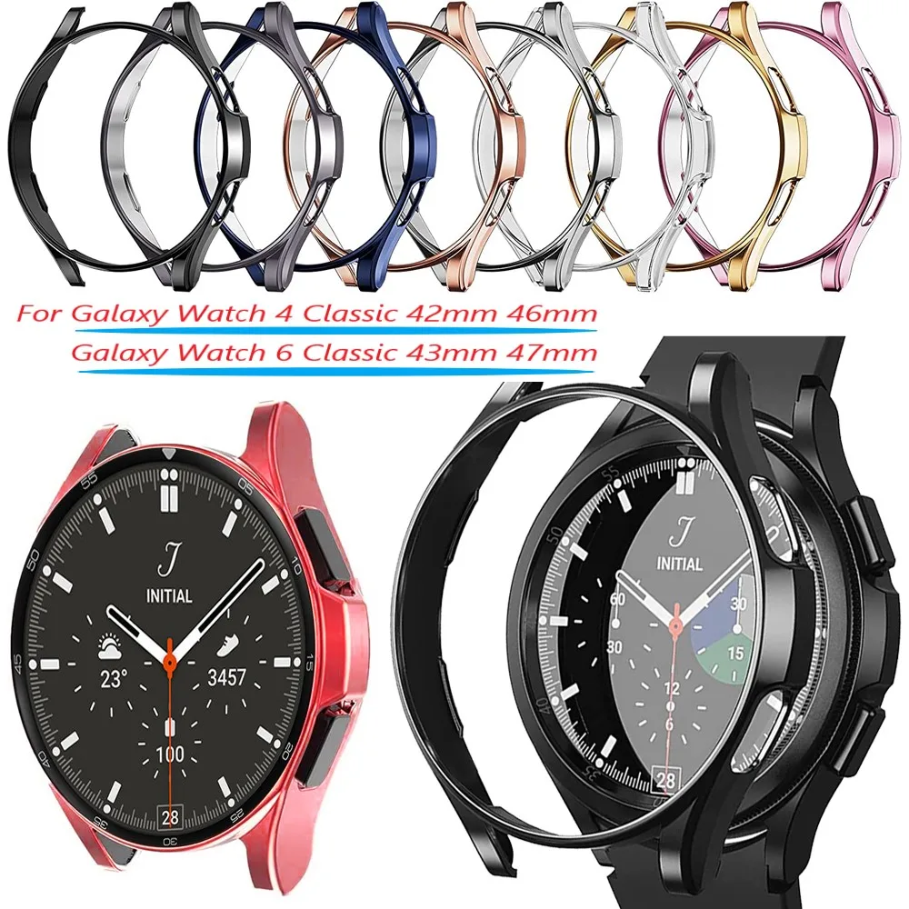 Watch Cover for Samsung Galaxy Watch 4 Classic 42mm 46mm Soft TPU Hollow Frame Bumper for Galaxy Watch 6 Classic 43mm 47mm Case