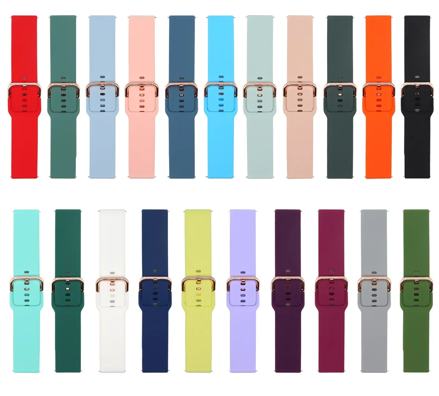 Cinturino in silicone morbido da 20mm 22mm per Huawei GT2/Amazfit GTR/Bip/Actice Bracciale con fibbia in oro rosa per Samsung Galaxy watch 5/4/3 Cintura