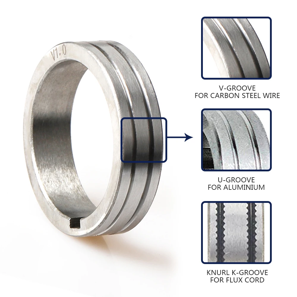 V U scanalatura zigrinata rotolamento 0.8 1.0 1.2mm acciaio alluminio cavo di flusso filo di saldatura MIG saldatrice linea rullo di alimentazione filo