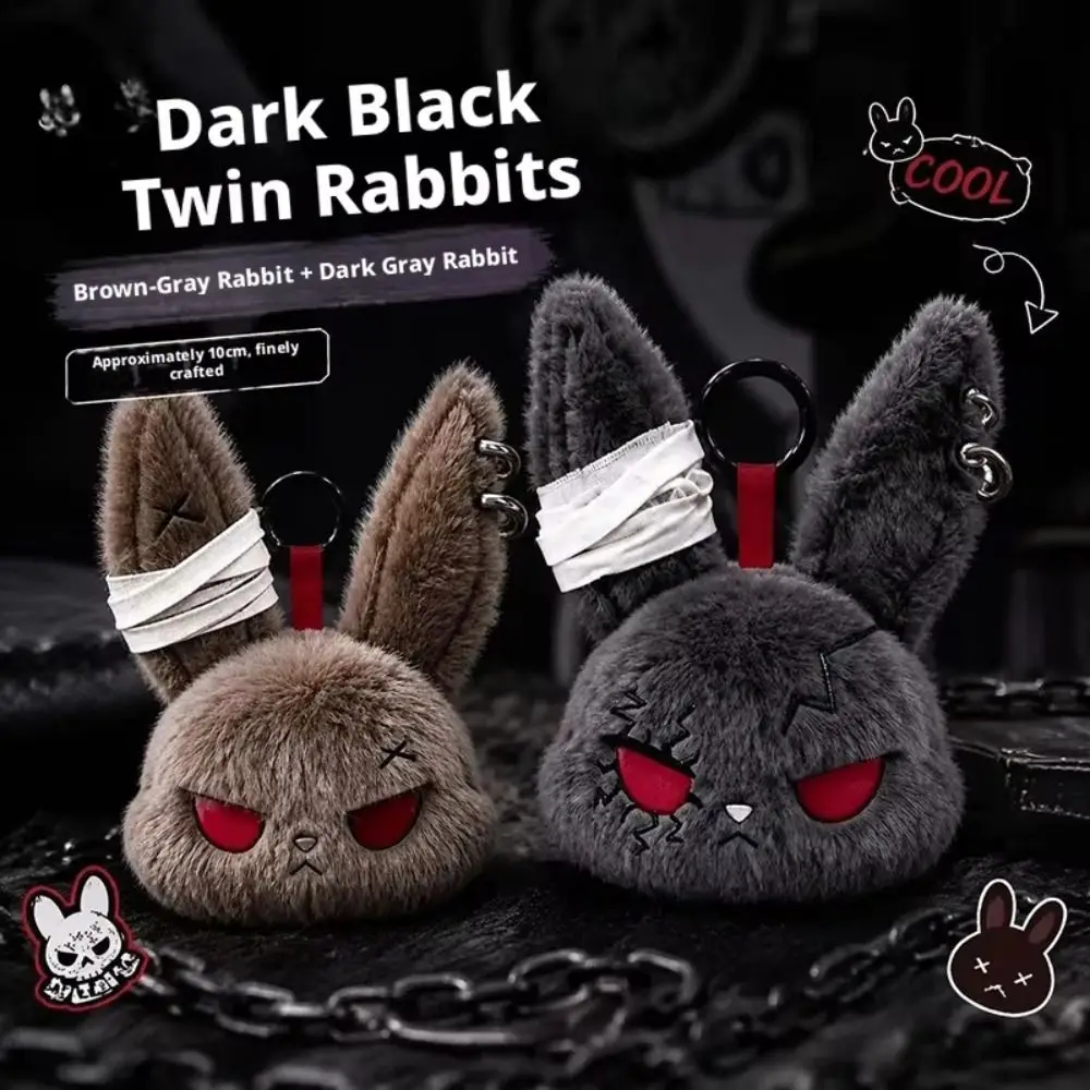 Cute Dark Bunny Doll Embroidered Cute Design Bunny Keychain Gothic Style Skin Friendly Bunny Keyring Friends Gift