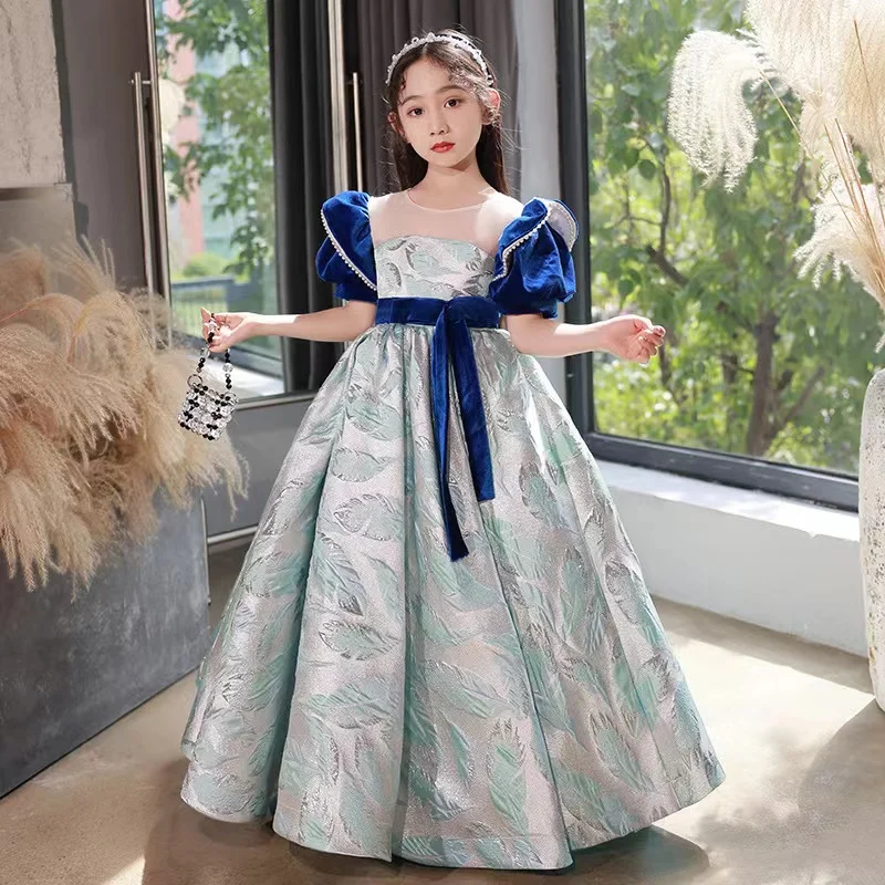 Gorgeous Embroidery Lace Flower Girl Dress Teenage Wedding Princess Pageant Long Vestidos Christmas Formal Party Clothes