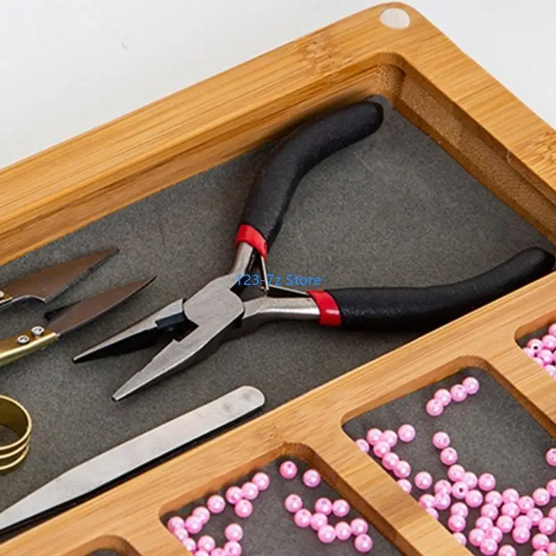 

A9BF Bead Storage Tray With Cover Practical Beadwork Organizers Tray With Clear Lid And Secure Closure