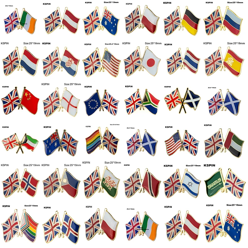 UK and Germany United Kingdom & Russia Flag Lapel Pin International Travel Pins Collections Flag Badge Friendship Country Flag