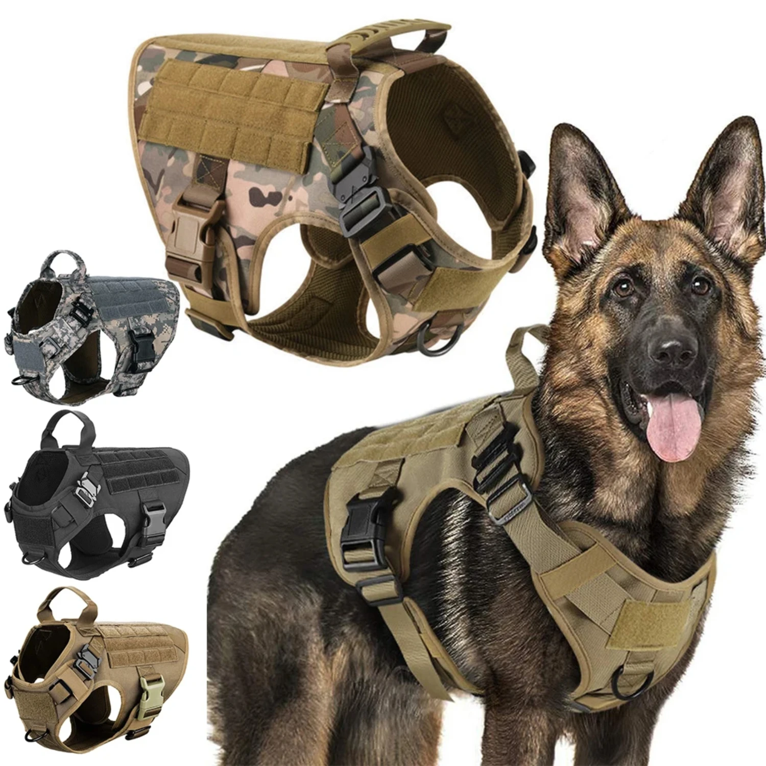 Military Large Dog Harness Pet German Shepherd K9 Malinois Training Vest Tactical Dog Harness And Leash Set  Dogs Accessories