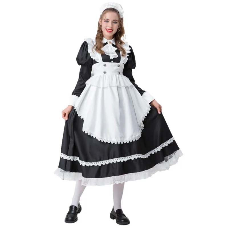 

Новый стиль, британское благородное платье горничной с длинными рукавами для косплея, милое японское аниме-униформа, платье горничной для женщин больших размеров