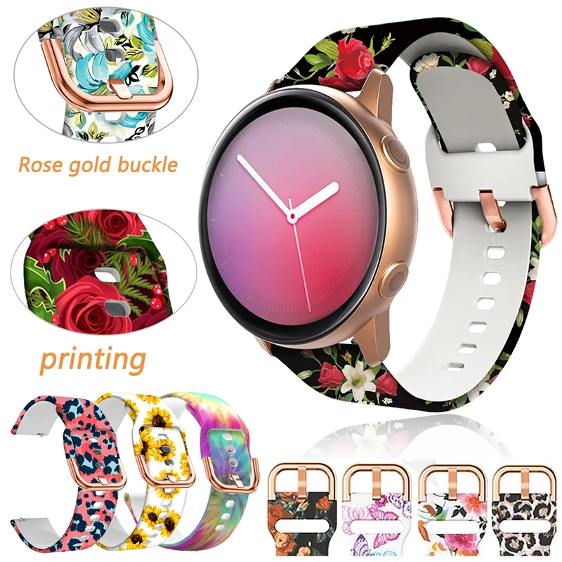 20mm Printing Silicone Watchbands For Samsung Galaxy Watch 7/6/5/4/3 41mm Watch Active 2 40mm 44mm Bracelet Band Strap Wristband