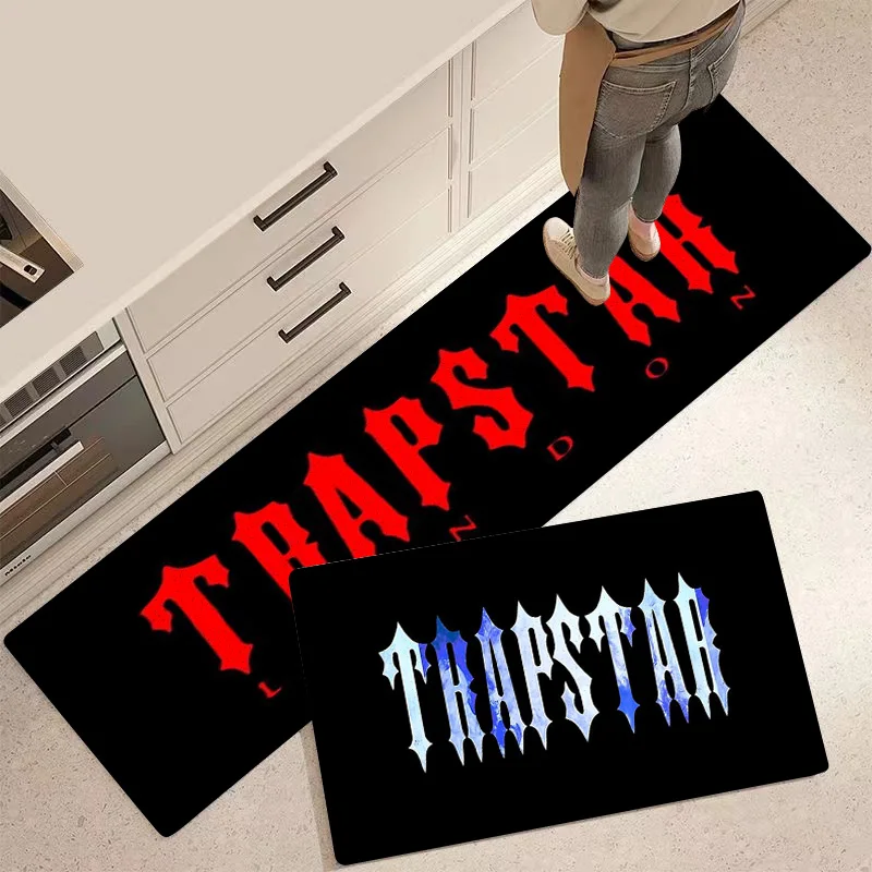 Felpudo frontal de entrada con letras T-TrapstarS, alfombra antideslizante para cocina y sala de estar, alfombra para suelo de pie para baño y balcón