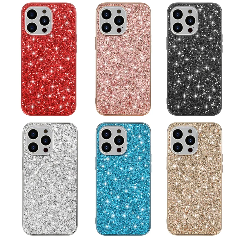 Paillette Bling shining  Back Case For iPhone 15 16 14 13 12 11 Pro Max Mini 7 8 Plus XS XR glitter luminous Cover