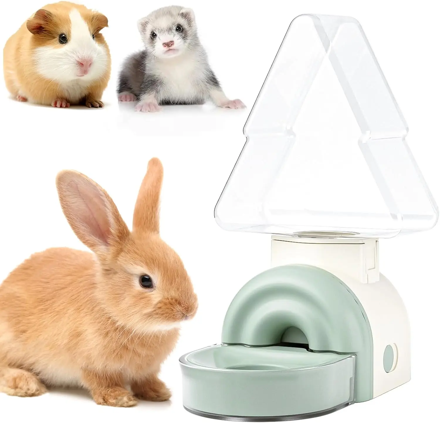

Rabbit Water Dispenser - 17.6oz Guinea Pig Water Bottle No Drip for Cage Automatic Gravity Silent Hanging Bunny Water D